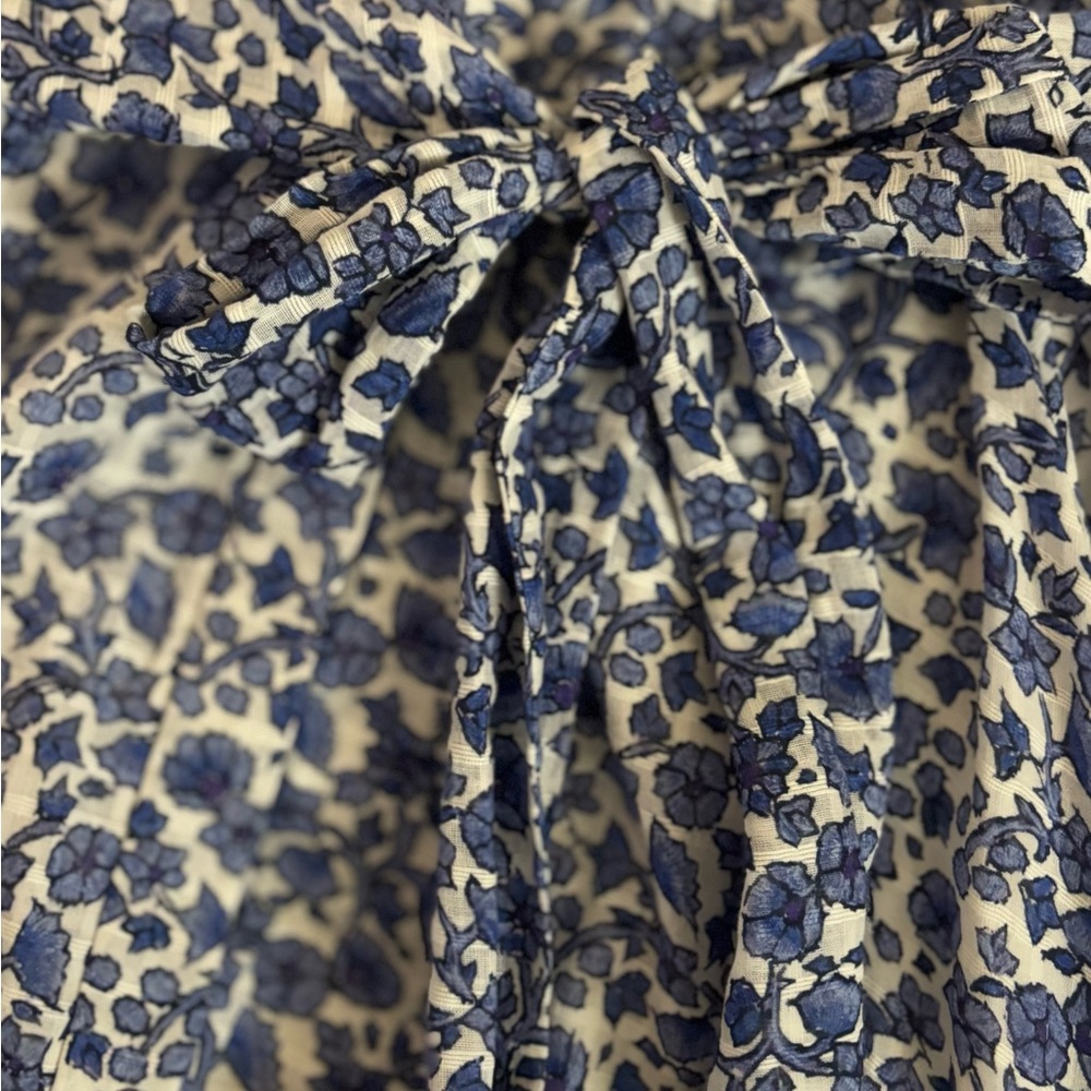 Kobi Halperin Blue Floral Tie-Waist Long Sleeve Midi  Dress - Picture 10 of 10